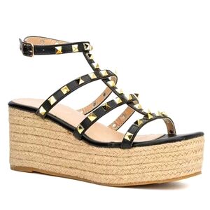 Olivia Miller Women's Ayanna Caged Studed Wedge Sandals